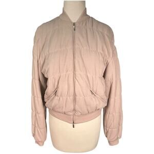 Philosophy di Alberta Ferretti Beige Quilted Bomber Jacket Size 8 Made in Italy